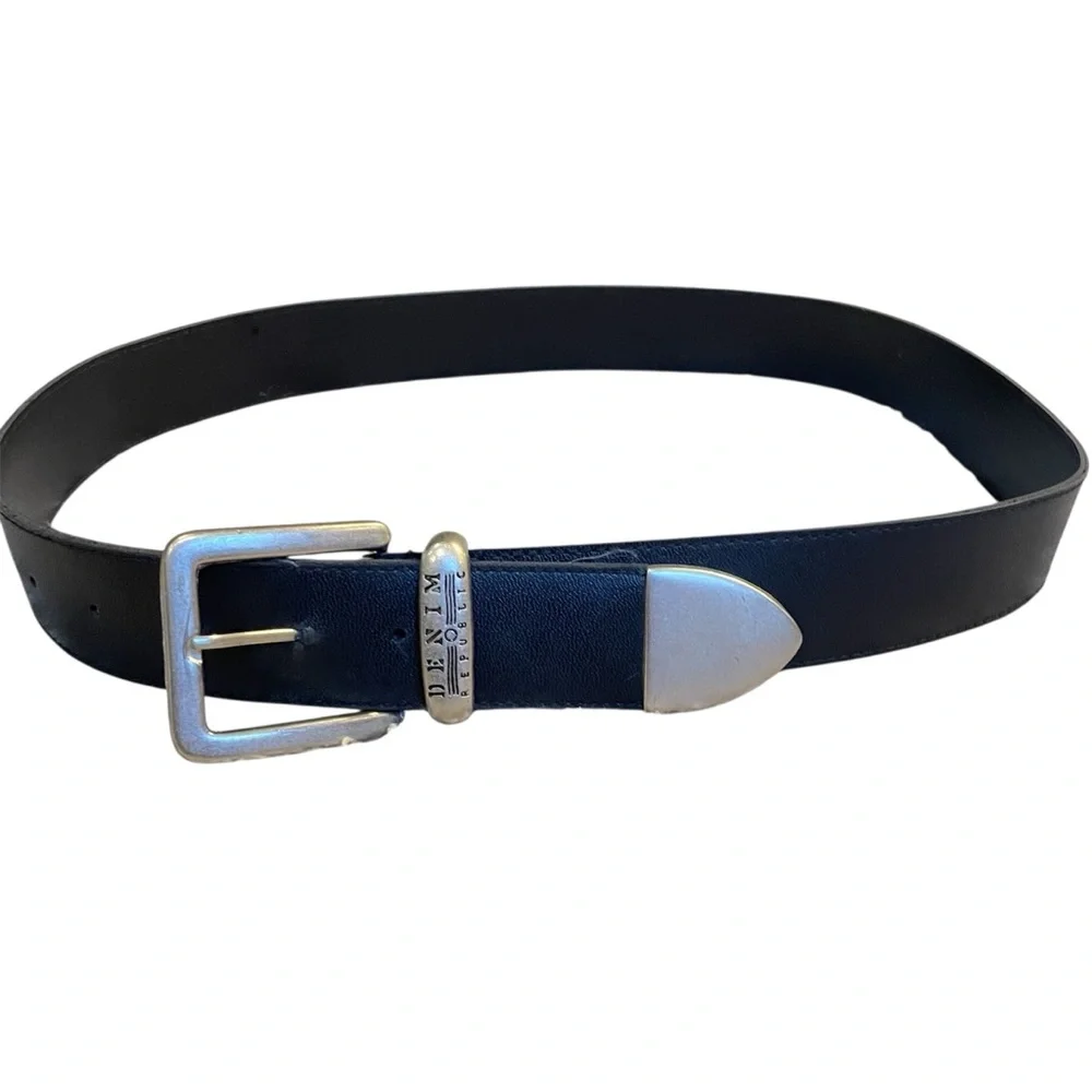 Denim Republic Men’s Black Belt with Silvertone Buckle & Tip